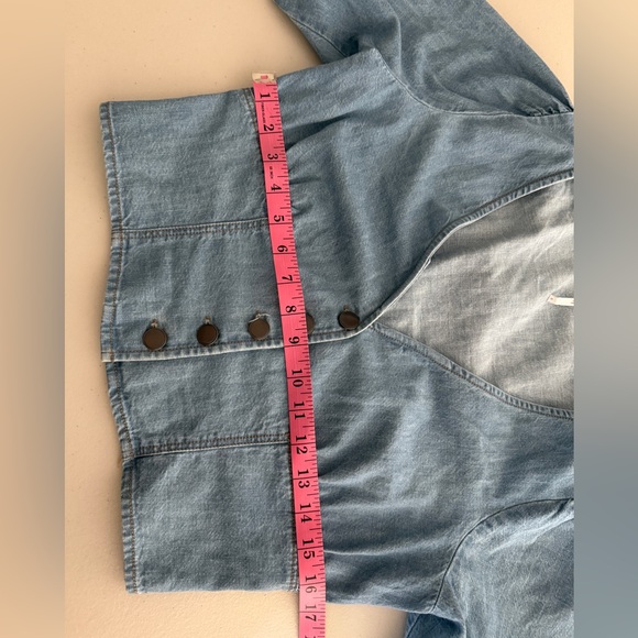 Free People Blue Denim Button-Up Top - Picture 7 of 8